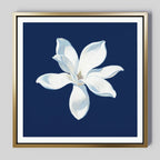 Magnolia Under Midnight – blue botanical canvas wall art print by Aspire Prints