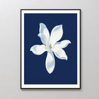Moonlit Bloom in Velvet Night – blue botanical canvas wall art print by Aspire Prints