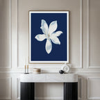 Moonlit Bloom in Velvet Night – blue botanical canvas wall art print by Aspire Prints