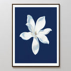Moonlit Bloom in Velvet Night – blue botanical canvas wall art print by Aspire Prints