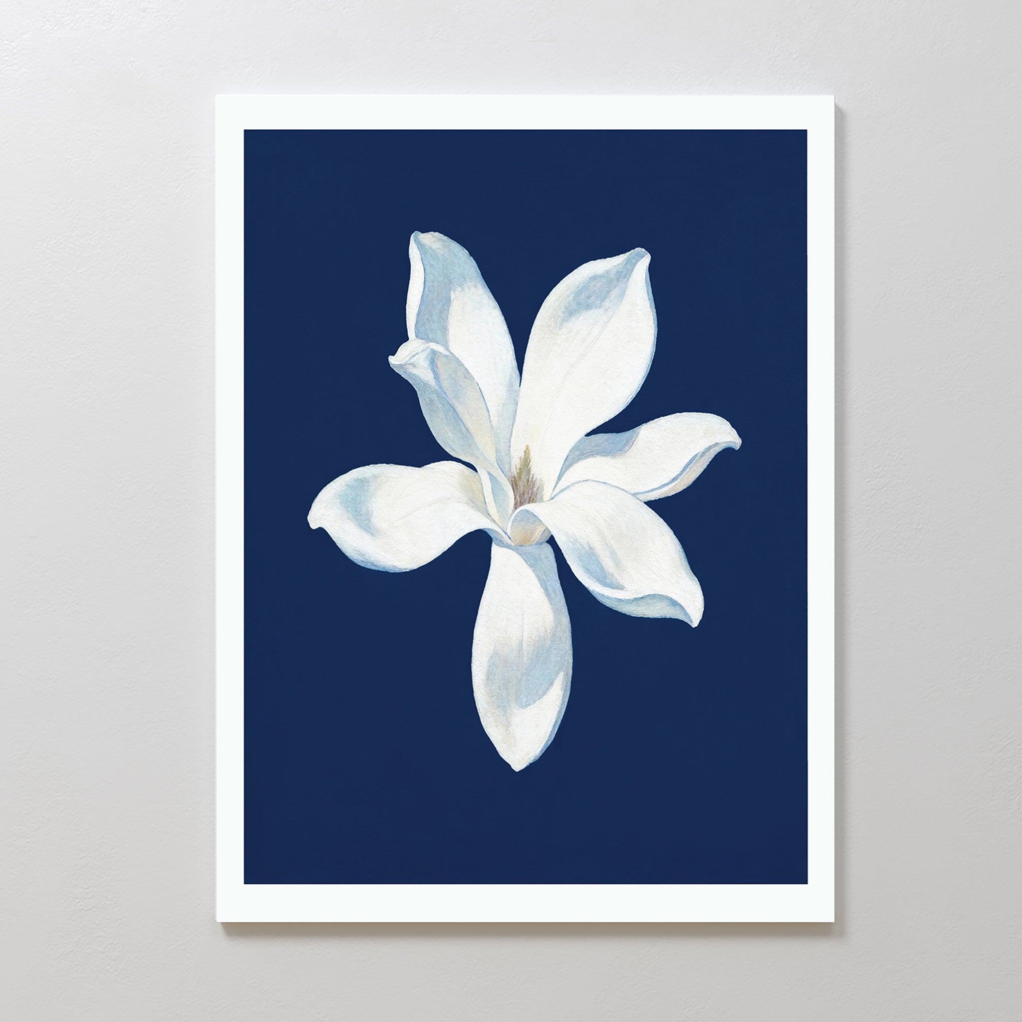 Moonlit Bloom in Velvet Night – blue botanical canvas wall art print by Aspire Prints