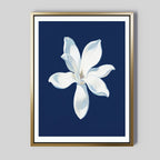 Moonlit Bloom in Velvet Night – blue botanical canvas wall art print by Aspire Prints