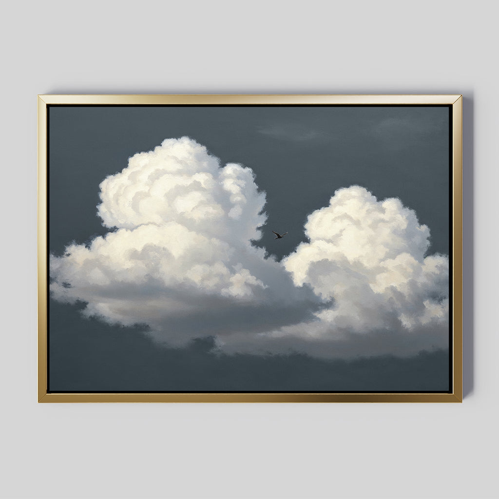 Where the Sky Breaks Open – beige and white cloud canvas wall art print by Aspire Prints