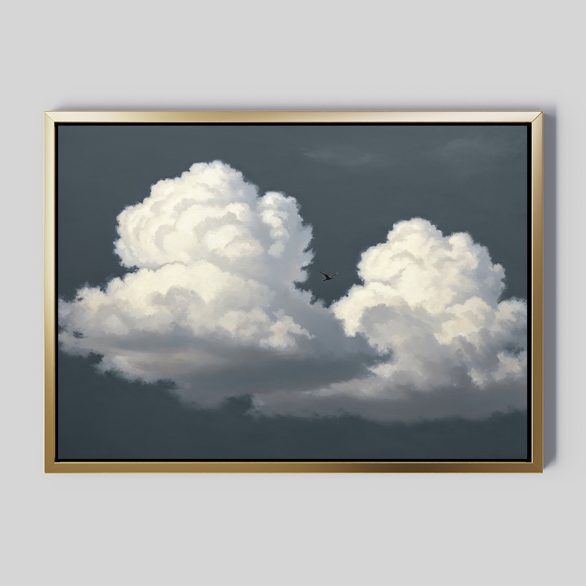 Where the Sky Breaks Open – beige and white cloud canvas wall art print by Aspire Prints