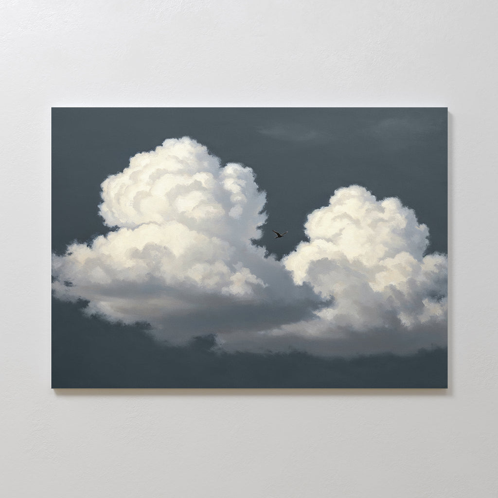 Where the Sky Breaks Open – beige and white cloud canvas wall art print by Aspire Prints