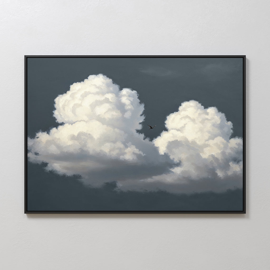 Where the Sky Breaks Open – beige and white cloud canvas wall art print by Aspire Prints