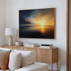 Tempest's Golden Hour – blue coastal canvas wall art print by Aspire Prints