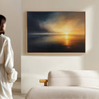 Tempest's Golden Hour – blue coastal canvas wall art print by Aspire Prints
