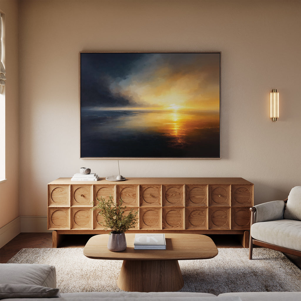 Tempest's Golden Hour – blue coastal canvas wall art print by Aspire Prints