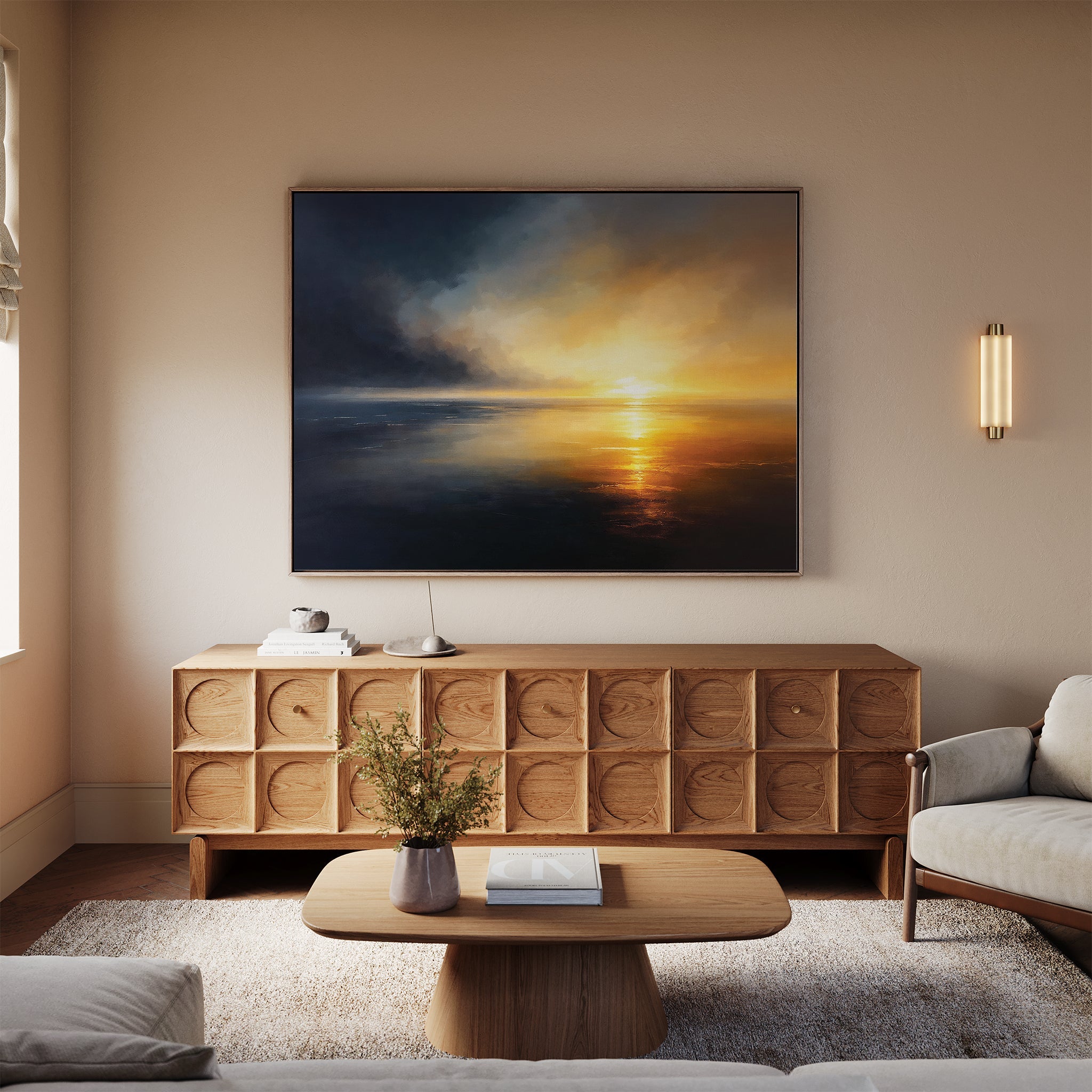 Tempest's Golden Hour – blue coastal canvas wall art print by Aspire Prints