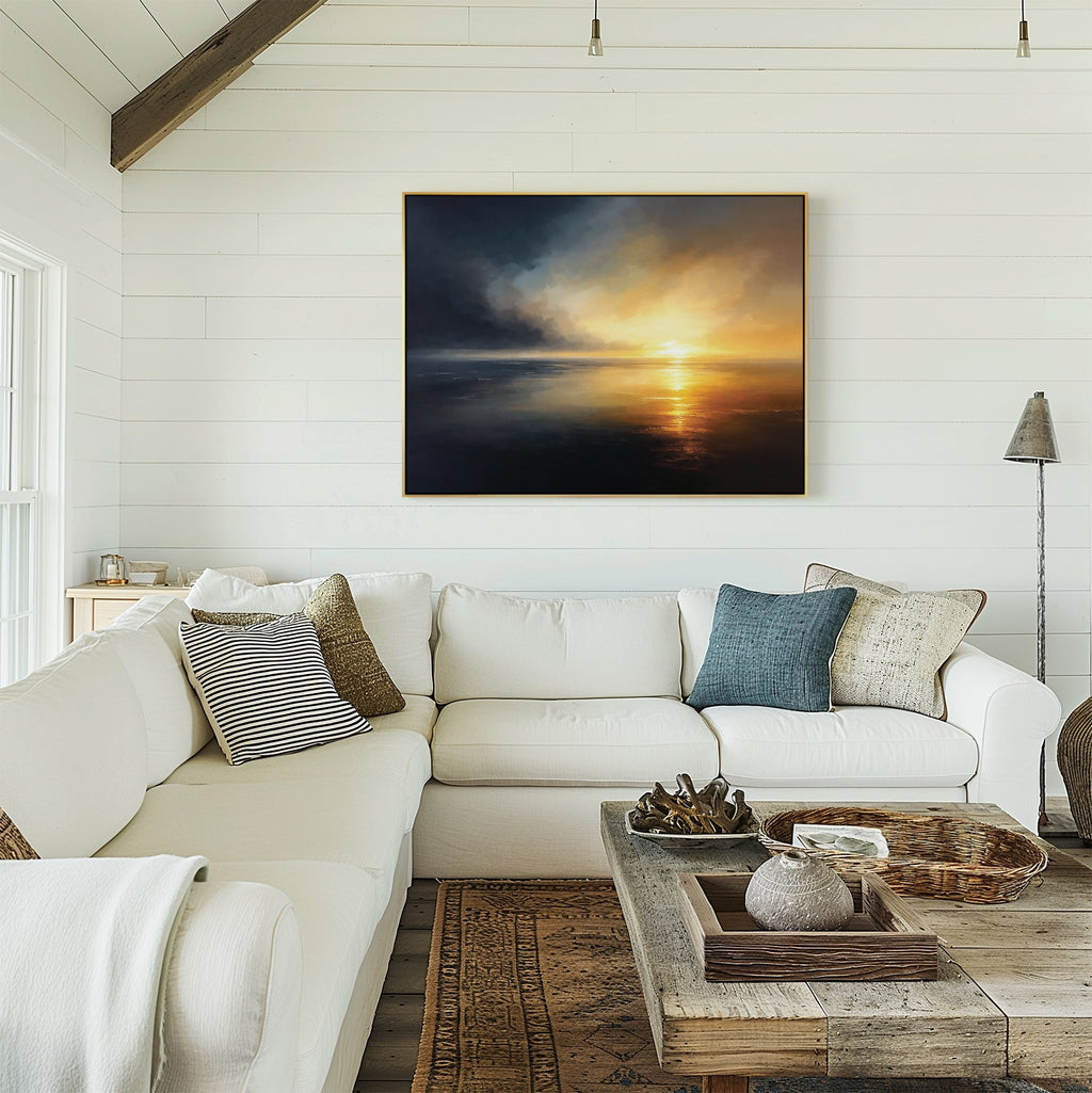 Tempest's Golden Hour – blue coastal canvas wall art print by Aspire Prints