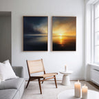 Tempest & Gold – Set of 2 Canvas Prints set of 2 – blue coastal canvas wall art by Aspire Prints