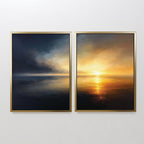 Tempest & Gold – Set of 2 Canvas Prints set of 2 – blue coastal canvas wall art by Aspire Prints