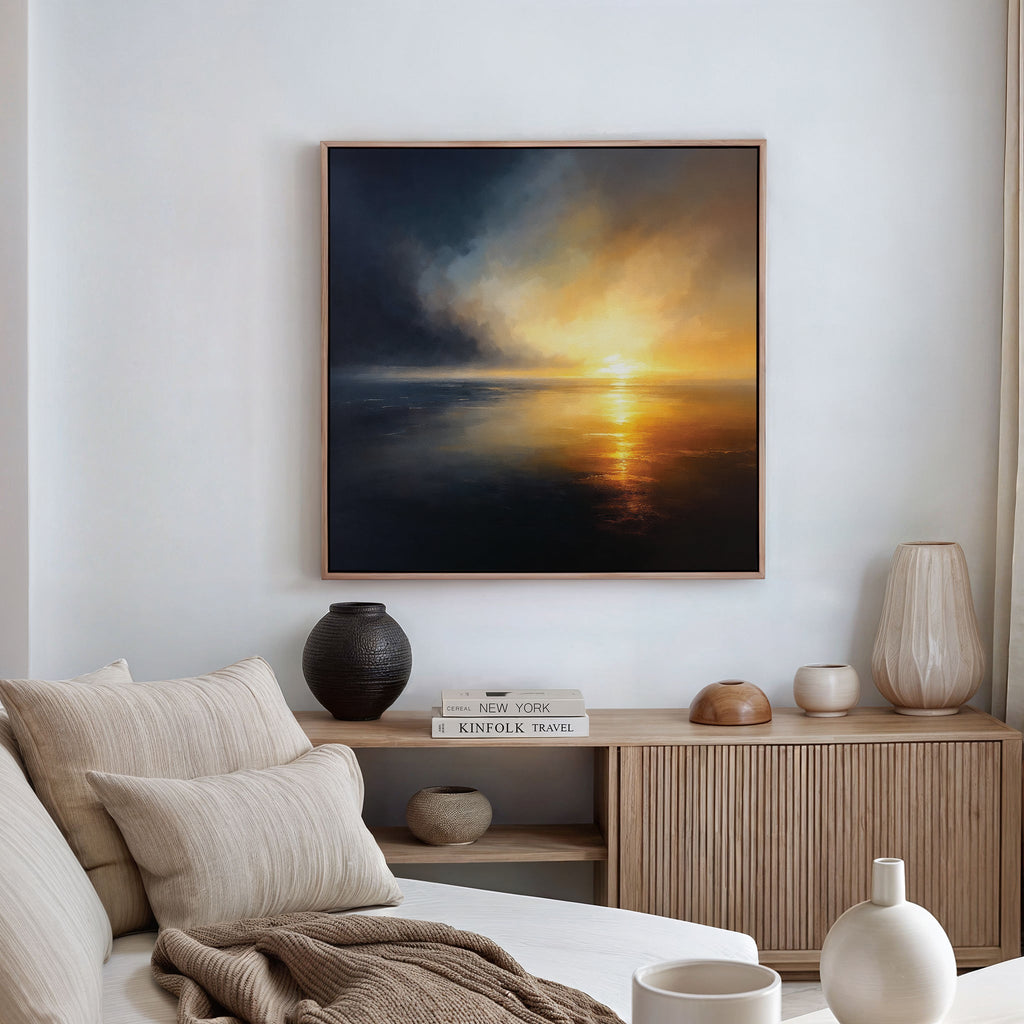 Tempest's Golden Hour – blue coastal canvas wall art print by Aspire Prints