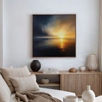 Tempest's Golden Hour – blue coastal canvas wall art print by Aspire Prints