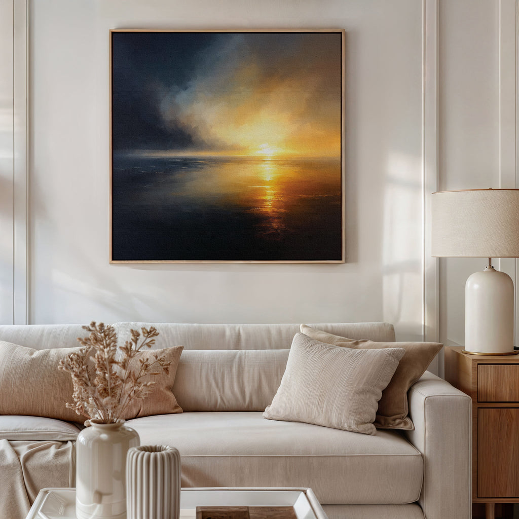 Tempest's Golden Hour – blue coastal canvas wall art print by Aspire Prints