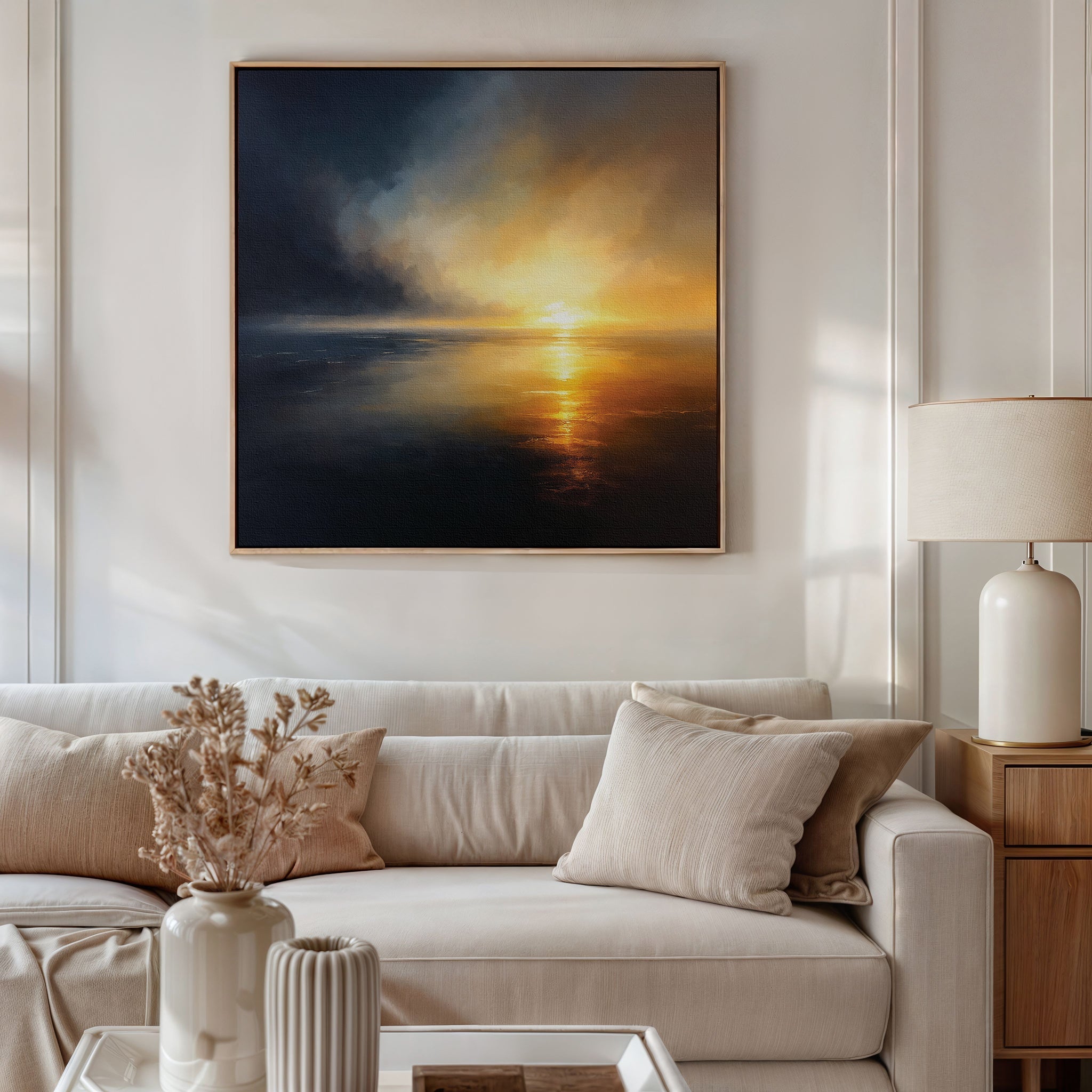 Tempest's Golden Hour – blue coastal canvas wall art print by Aspire Prints