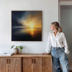 Tempest's Golden Hour – blue coastal canvas wall art print by Aspire Prints