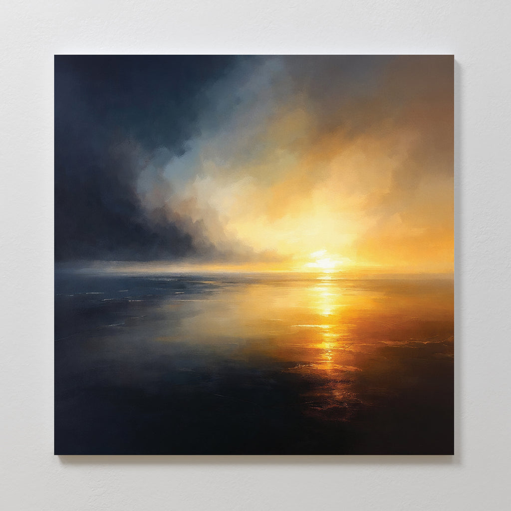 Tempest's Golden Hour – blue coastal canvas wall art print by Aspire Prints