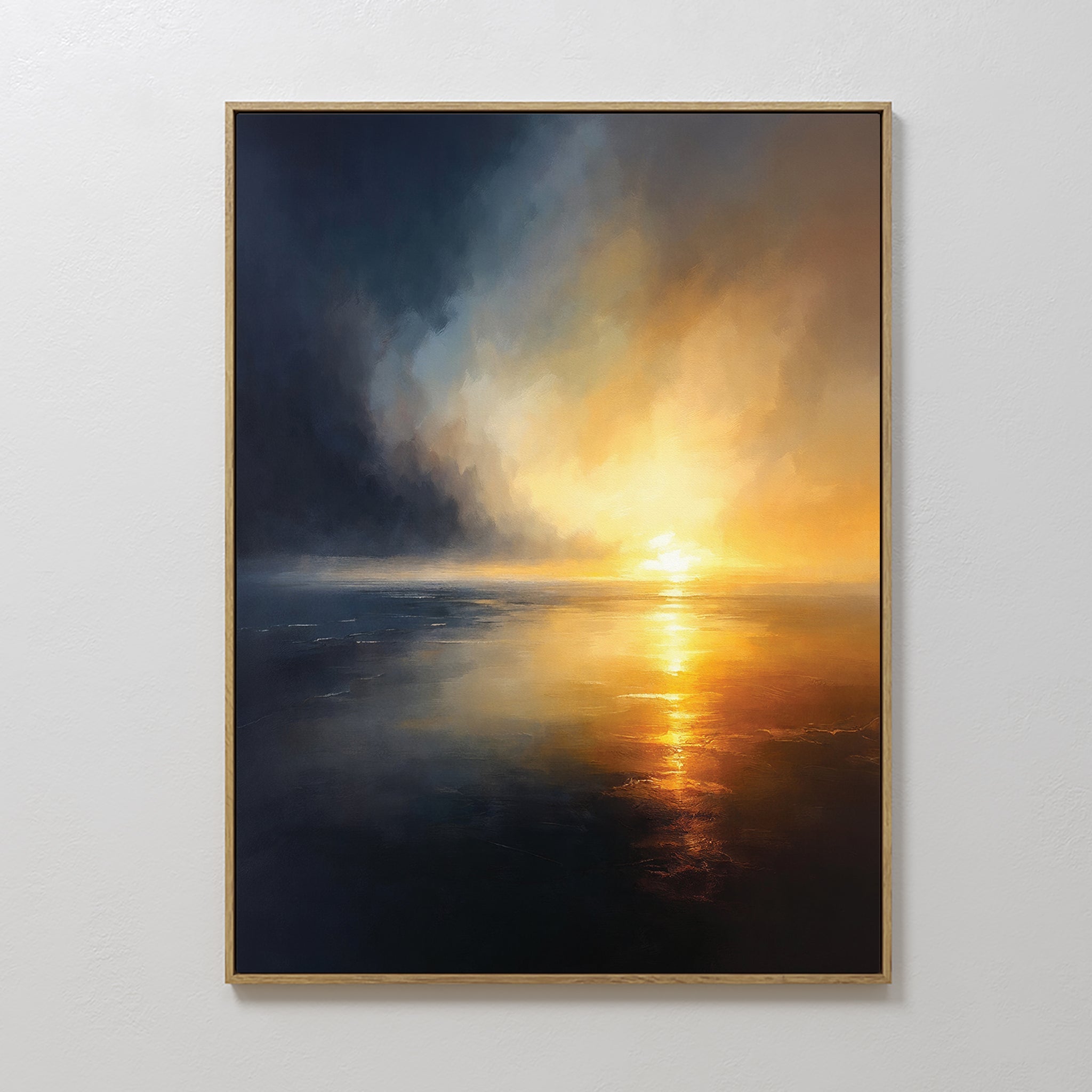 Tempest's Golden Vow – blue coastal canvas wall art print by Aspire Prints