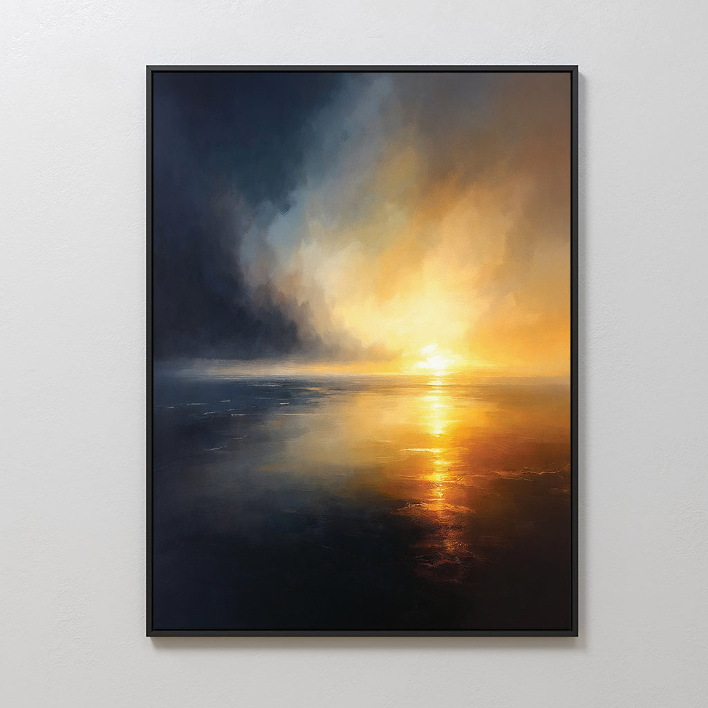 Tempest's Golden Vow – blue coastal canvas wall art print by Aspire Prints