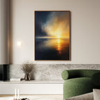 Tempest's Golden Vow – blue coastal canvas wall art print by Aspire Prints
