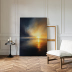 Tempest's Golden Vow – blue coastal canvas wall art print by Aspire Prints