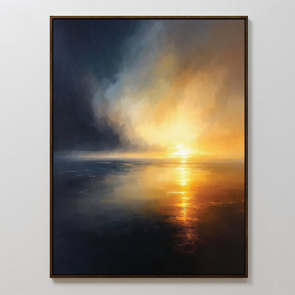 Tempest's Golden Vow – blue coastal canvas wall art print by Aspire Prints