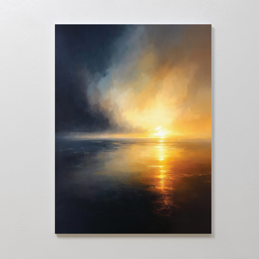 Tempest's Golden Vow – blue coastal canvas wall art print by Aspire Prints