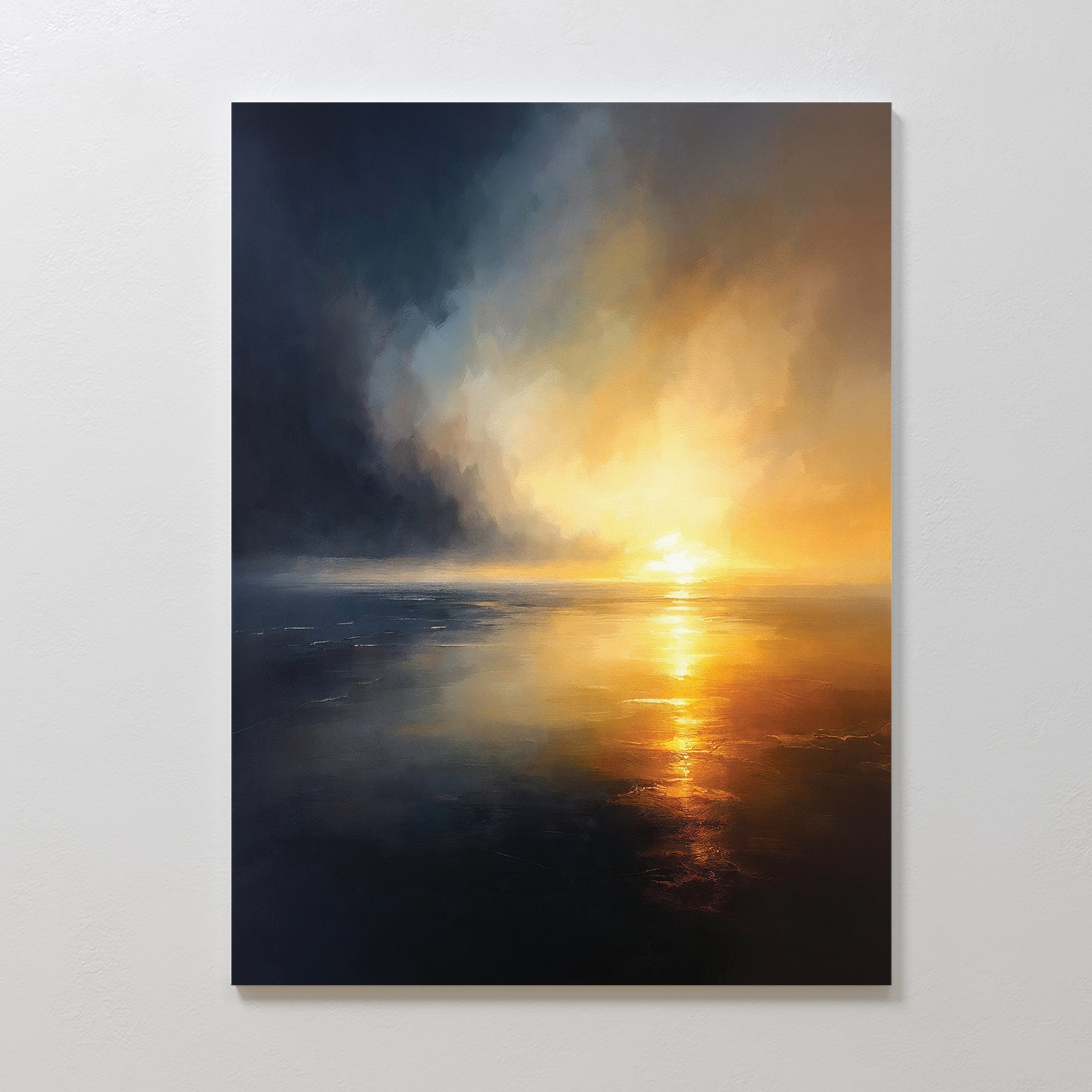 Tempest's Golden Vow – blue coastal canvas wall art print by Aspire Prints