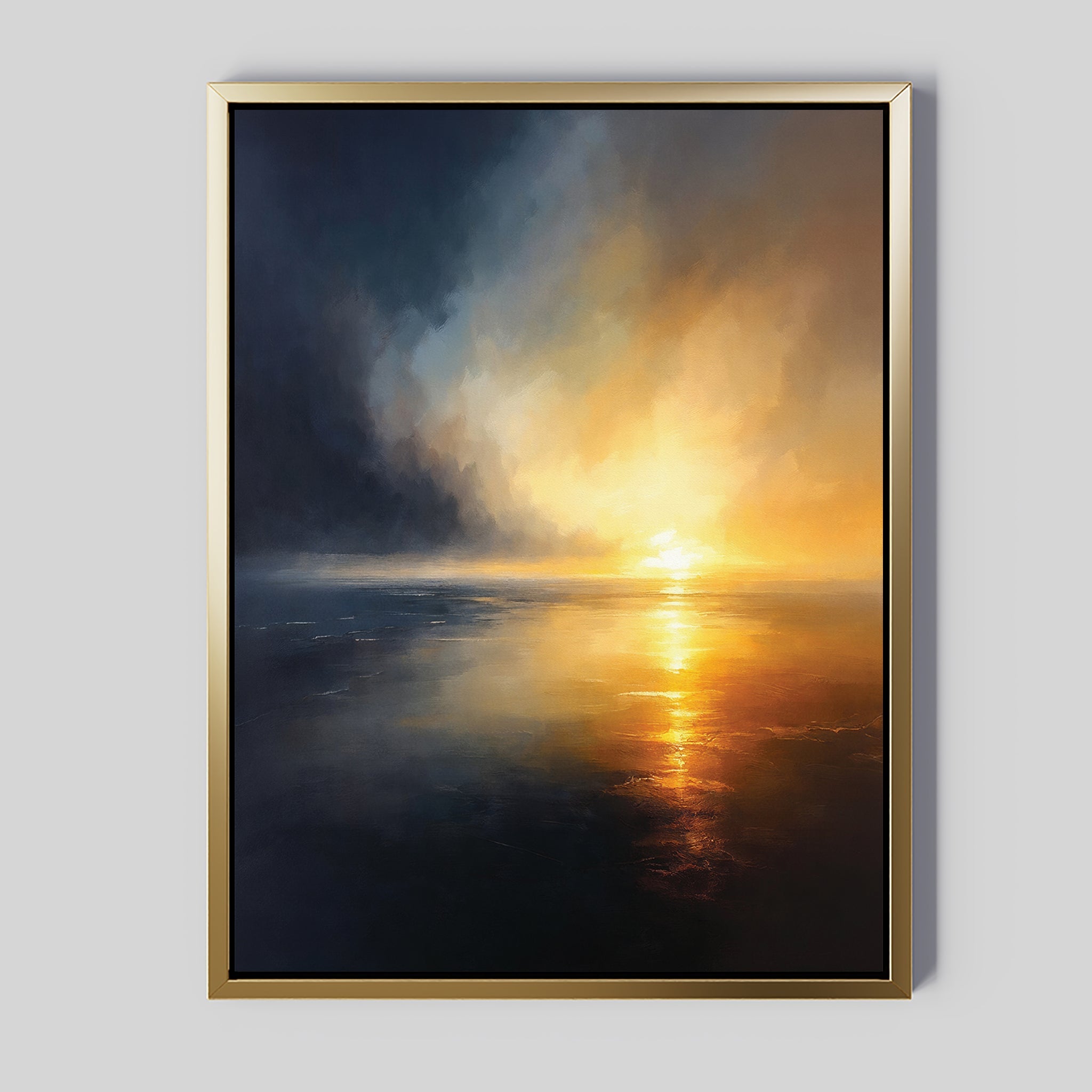Tempest's Golden Vow – blue coastal canvas wall art print by Aspire Prints