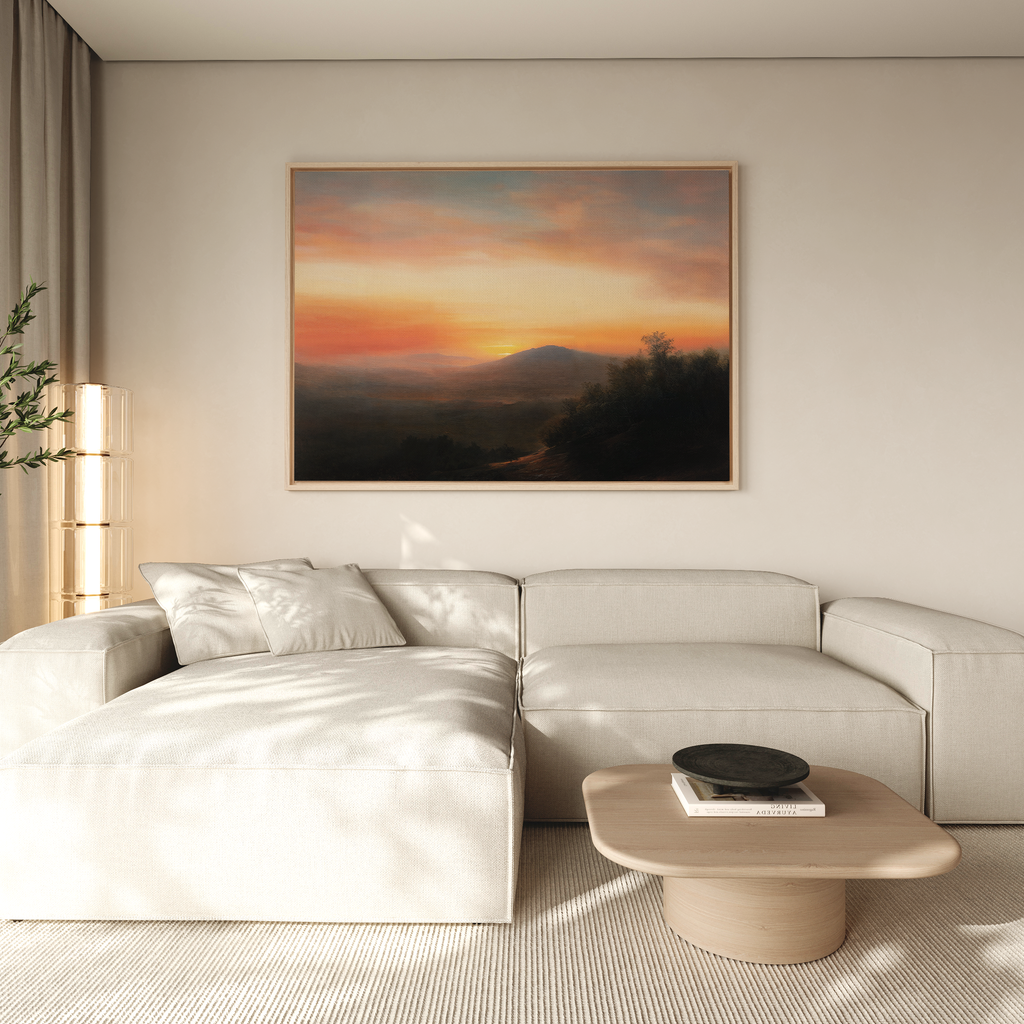 Whispers of a Fading Sun – blush pink vintage canvas wall art print by Aspire Prints