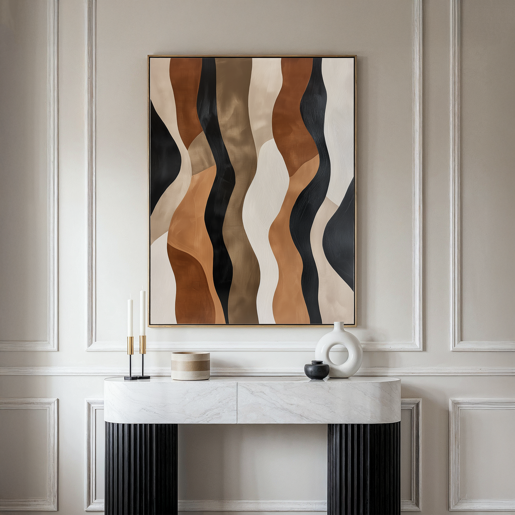 Whispers in Motion – earthy brown abstract canvas wall art print by Aspire Prints