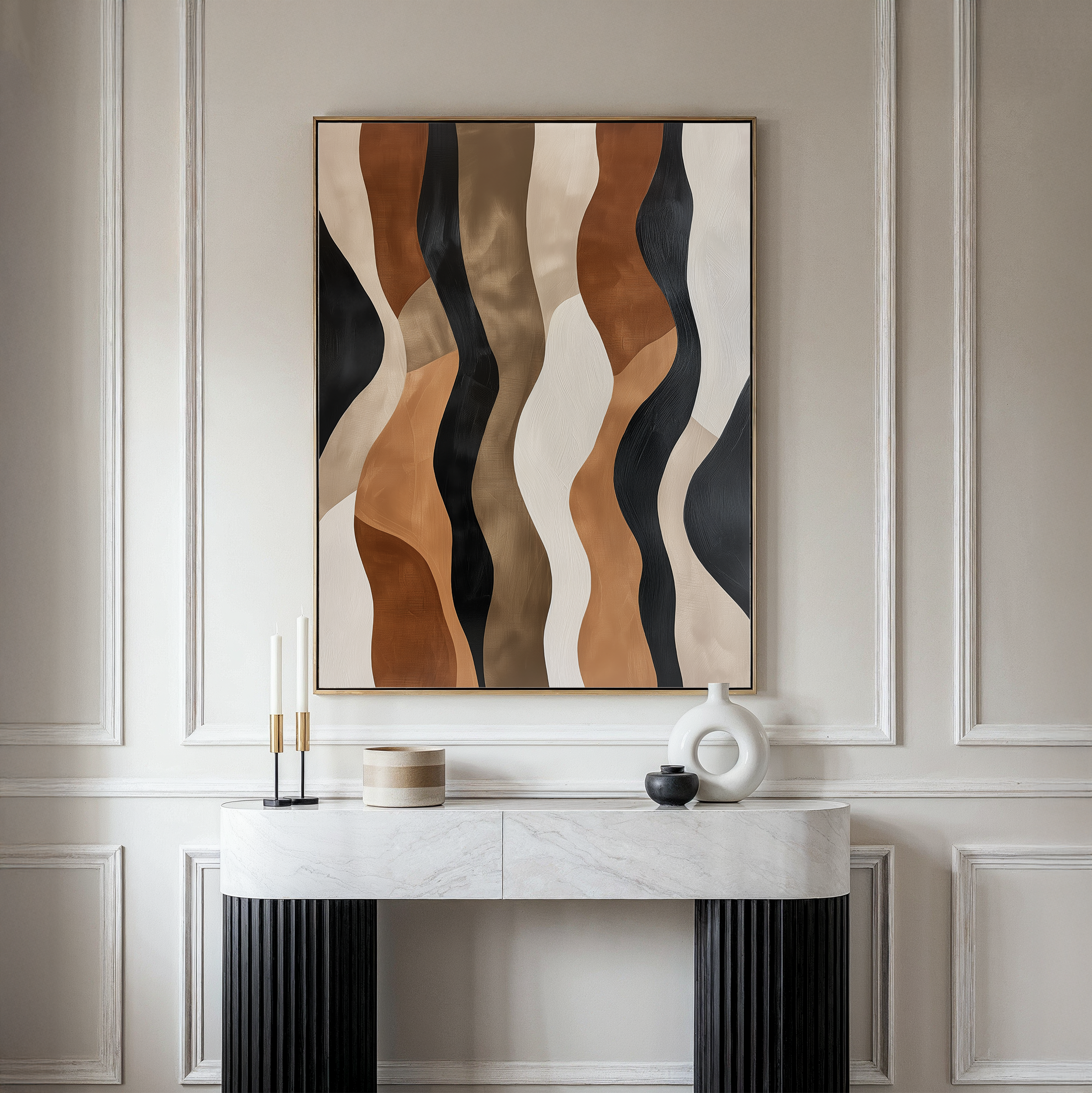 Whispers in Motion – earthy brown abstract canvas wall art print by Aspire Prints