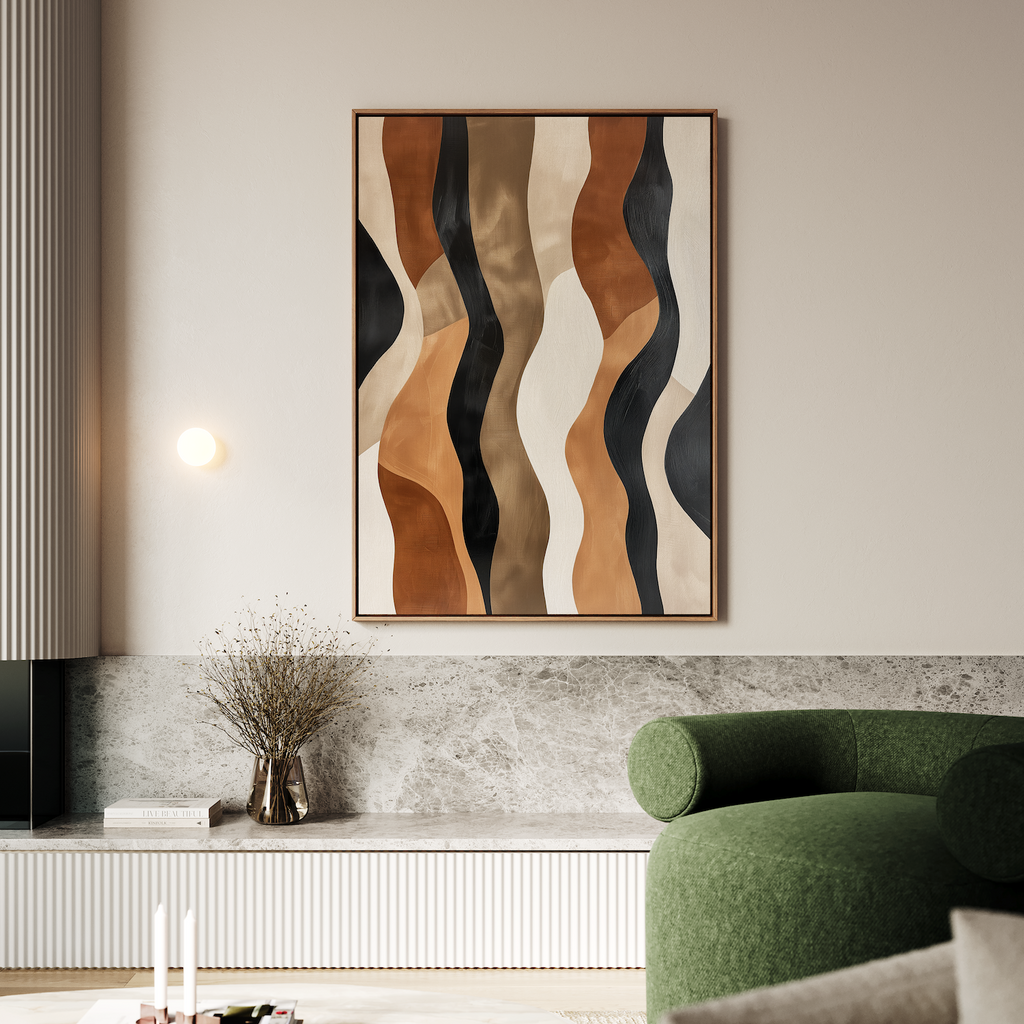 Whispers in Motion – earthy brown abstract canvas wall art print by Aspire Prints