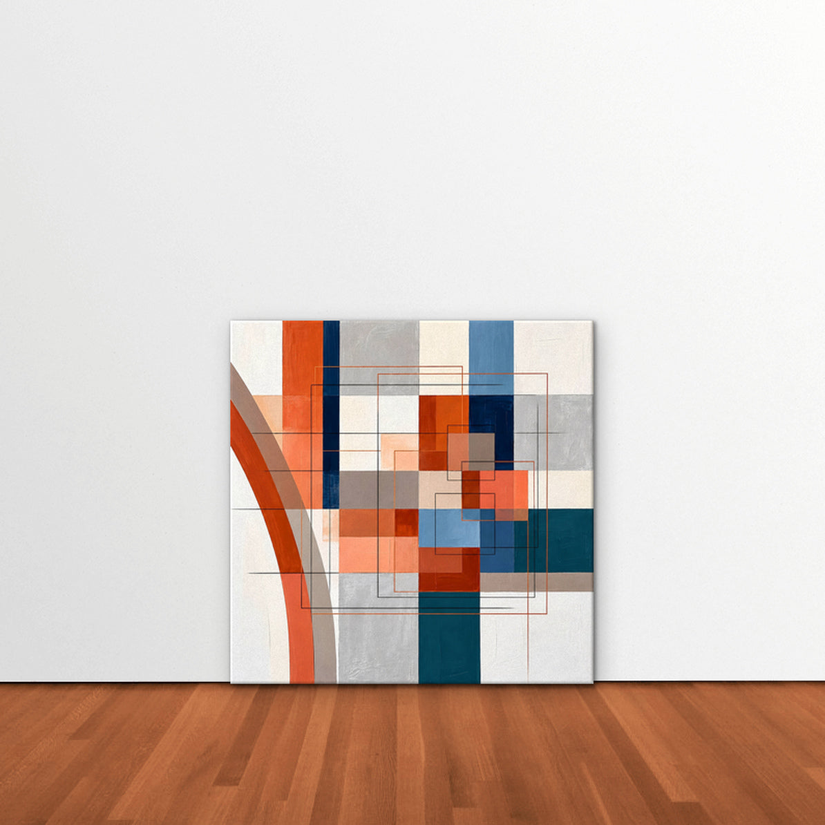 Terracotta Grid Canvas Art - Square – Stretched Canvas Only in room setting
