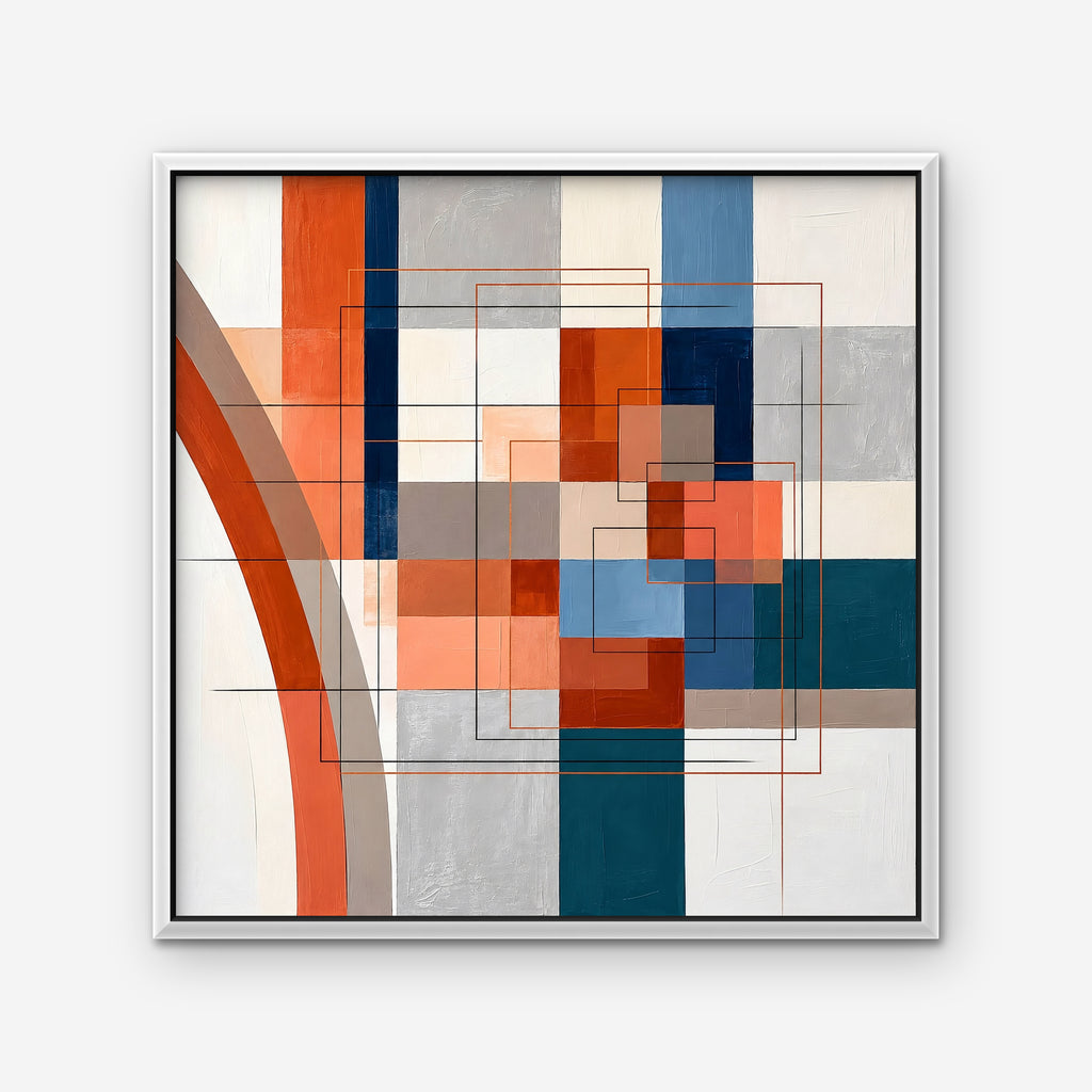 Terracotta Grid Canvas Art - Square – White Floating Frame on white background