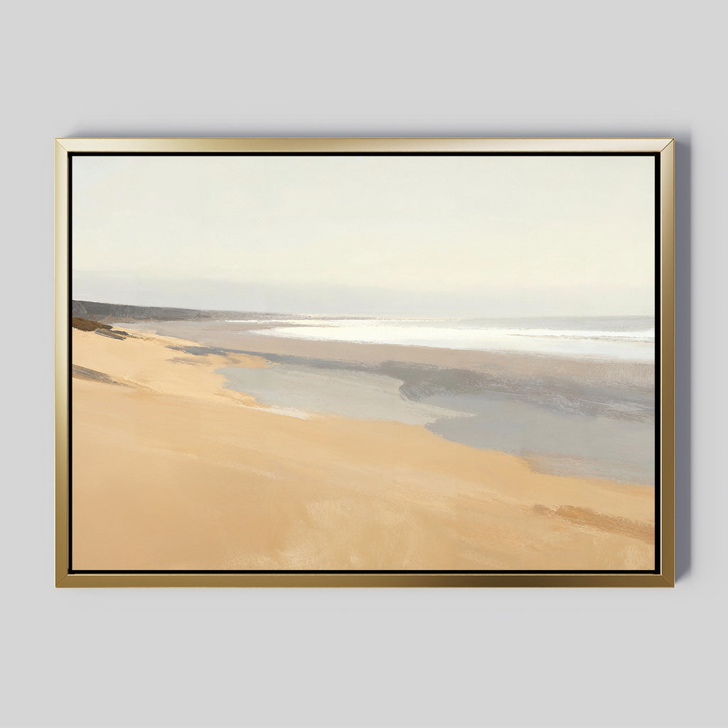 Whisper of the Tideline – beige and white coastal canvas wall art print by Aspire Prints