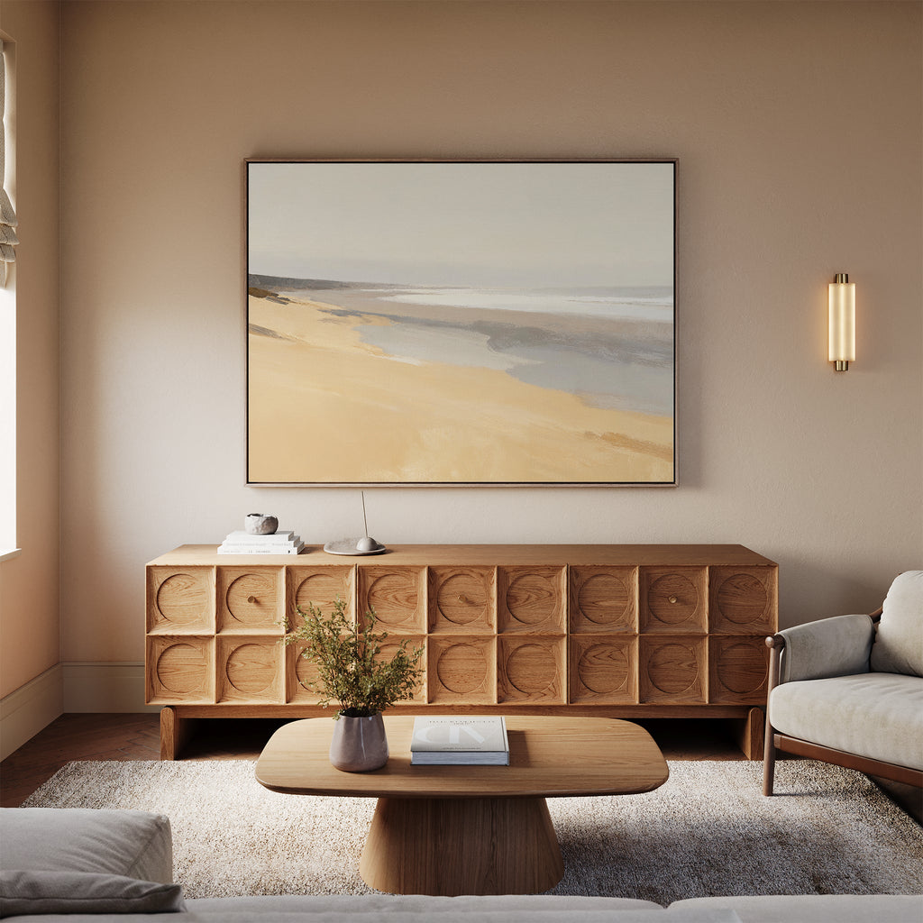Whisper of the Tideline – beige and white coastal canvas wall art print by Aspire Prints