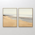 Whispering Shoreline Diptych – Set of 2 Canvas Prints set of 2 – beige and white coastal canvas wall art by Aspire Prints