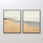 Whispering Shoreline Diptych – Set of 2 Canvas Prints set of 2 – beige and white coastal canvas wall art by Aspire Prints