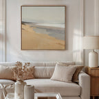 Whispering Shoreline Canvas Print – beige and white coastal canvas wall art print by Aspire Prints