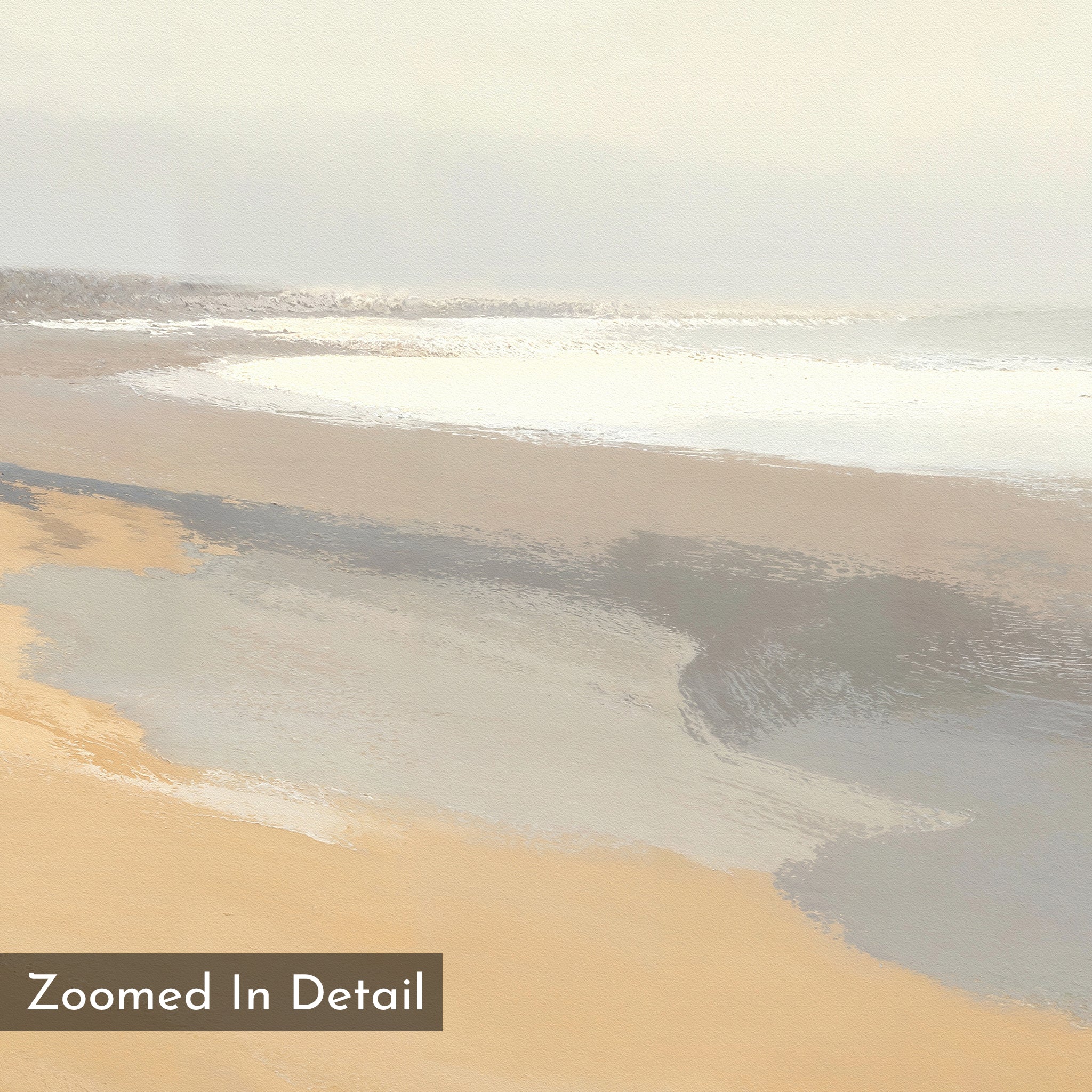 Whispering Shoreline Canvas Print – beige and white coastal canvas wall art print by Aspire Prints