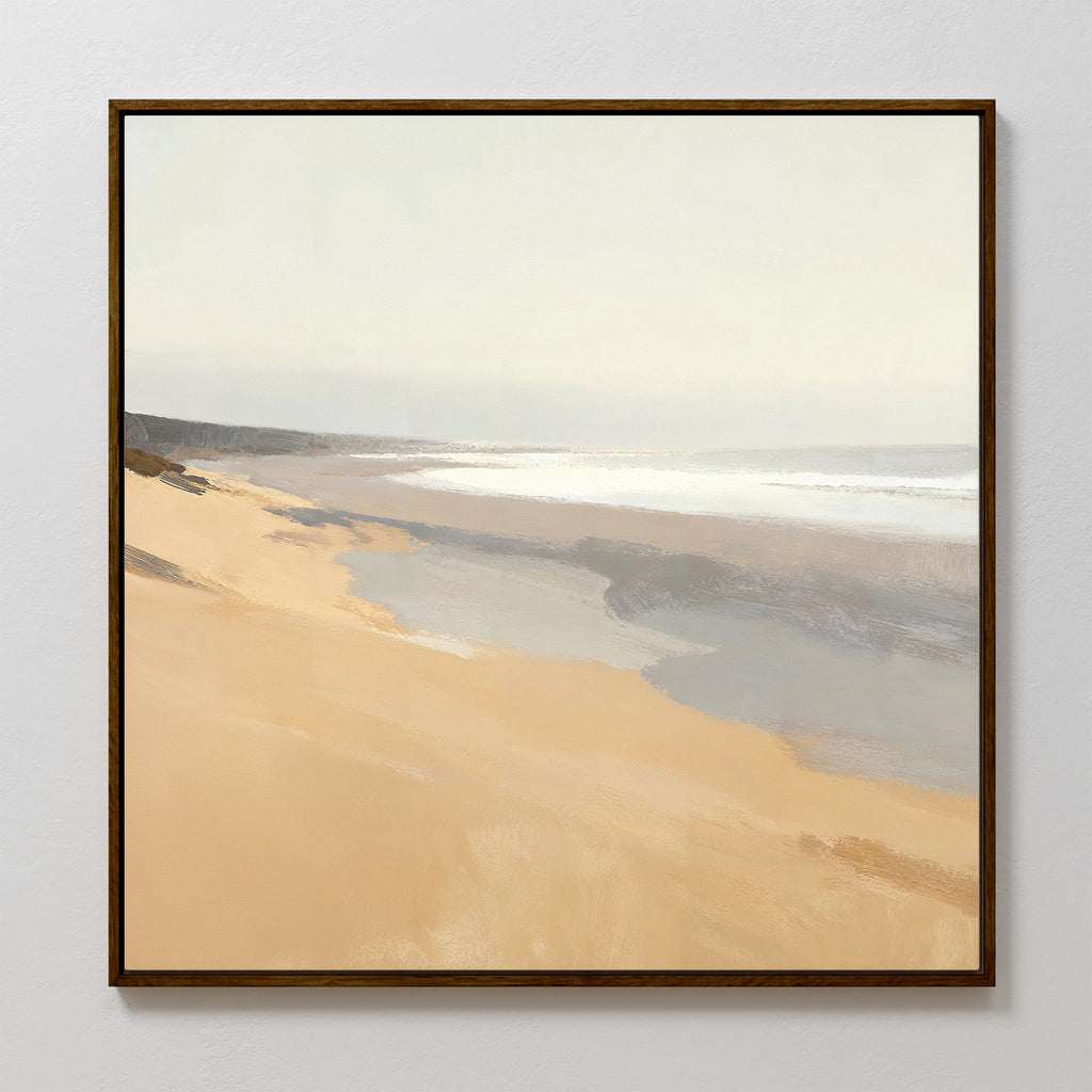 Whispering Shoreline Canvas Print – beige and white coastal canvas wall art print by Aspire Prints