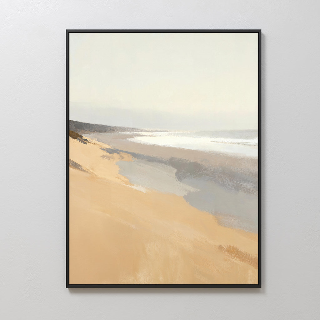 Where the Tide Breathes – beige and white coastal canvas wall art print by Aspire Prints