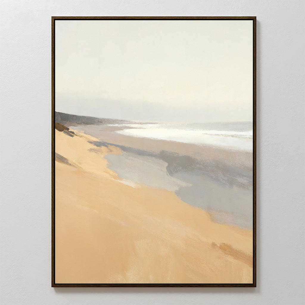 Where the Tide Breathes – beige and white coastal canvas wall art print by Aspire Prints