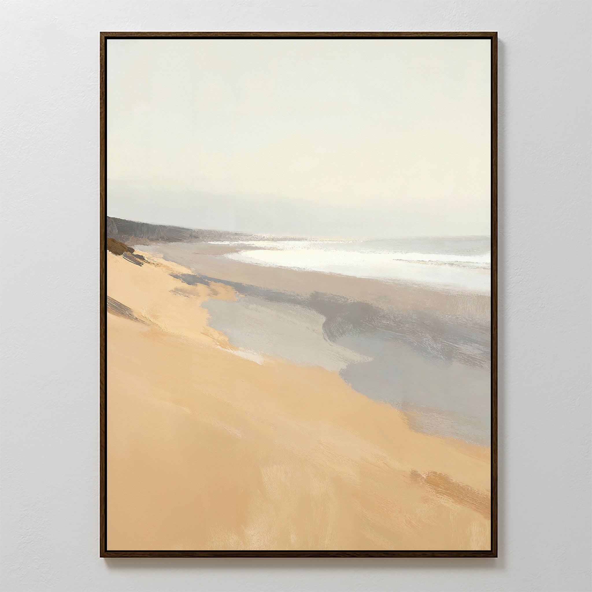 Where the Tide Breathes – beige and white coastal canvas wall art print by Aspire Prints