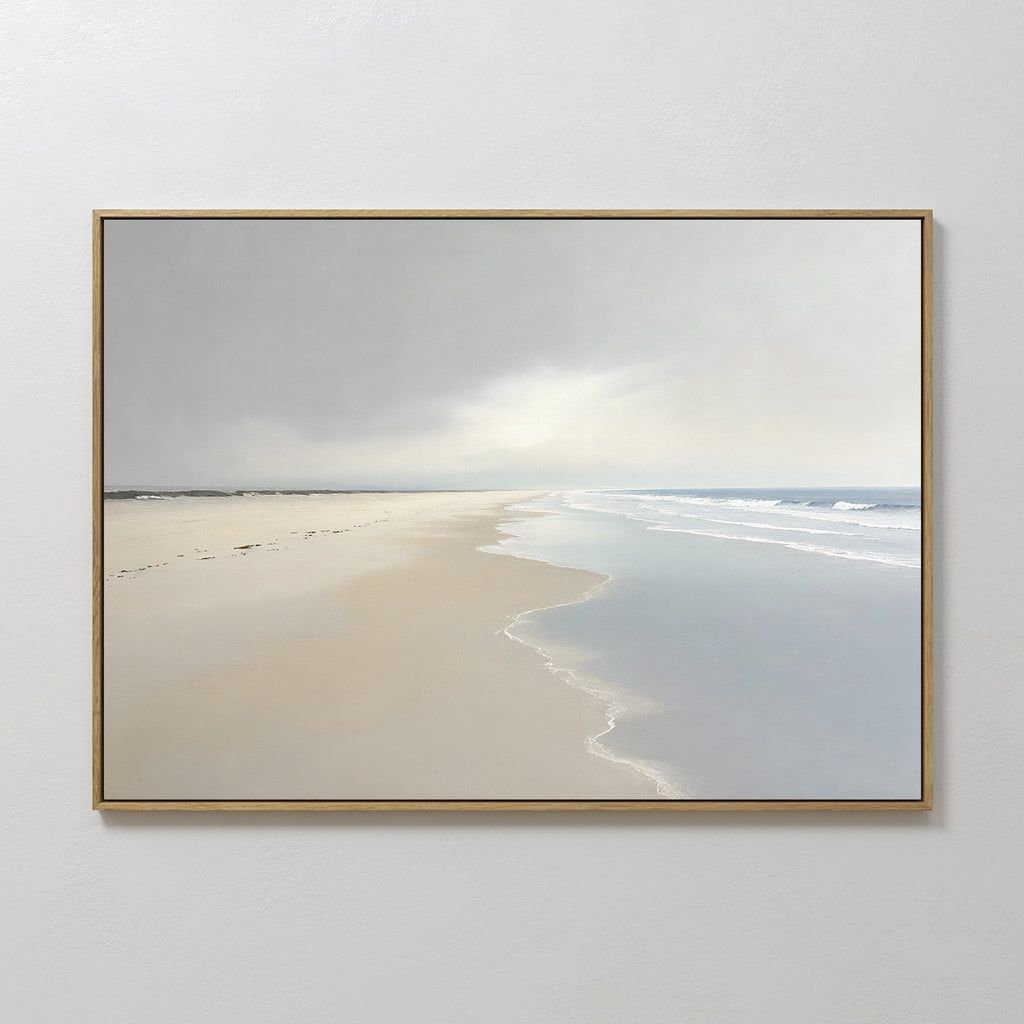 Whispers of the Shoreline Canvas Wall Art – beige and white coastal canvas wall art print by Aspire Prints