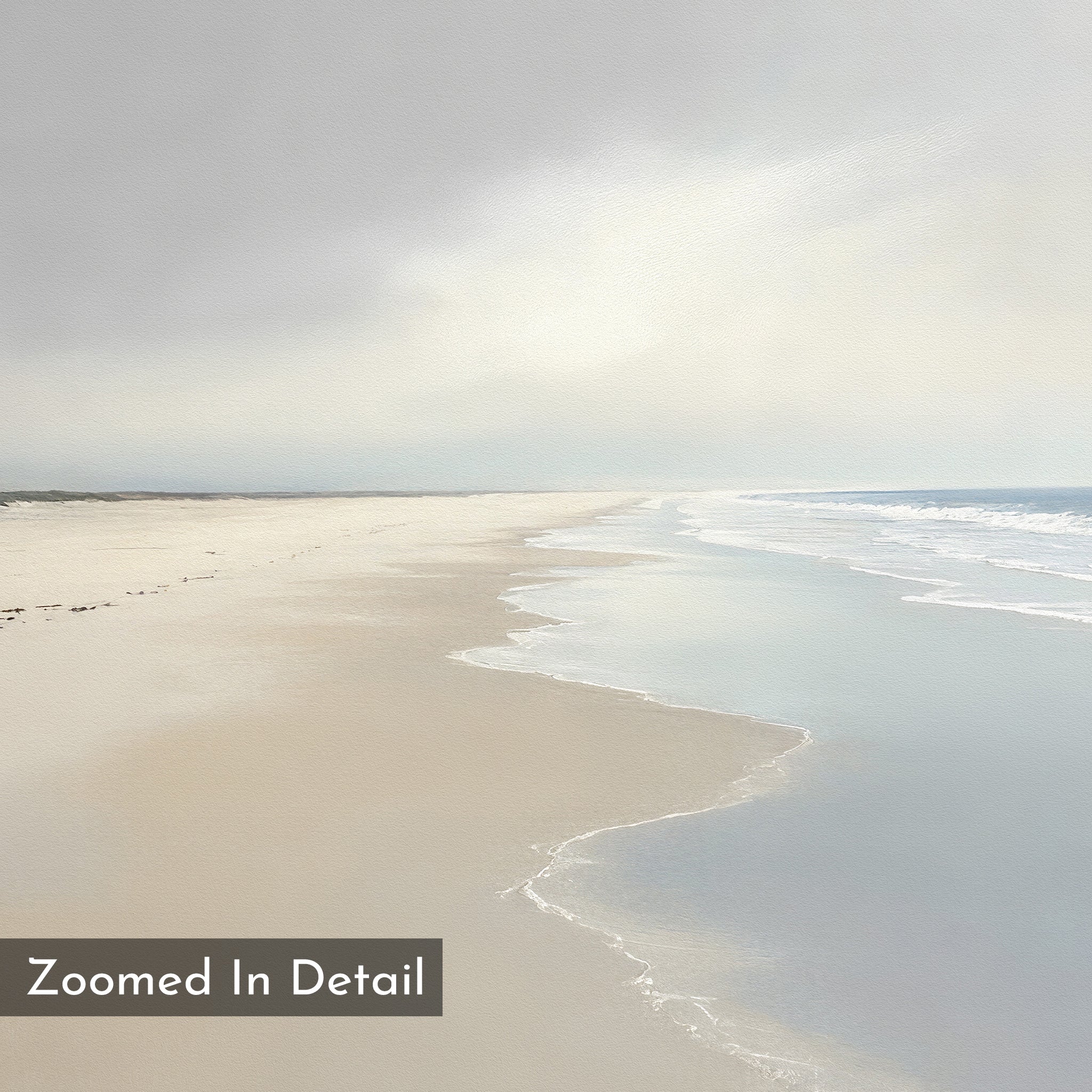 Whispers of the Shoreline Canvas Wall Art – beige and white coastal canvas wall art print by Aspire Prints