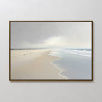 Whispers of the Shoreline Canvas Wall Art – beige and white coastal canvas wall art print by Aspire Prints